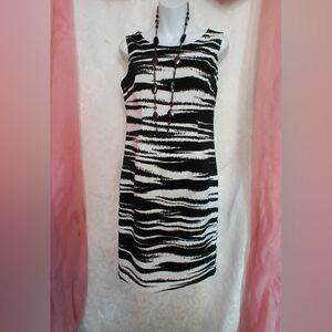 Jones Studio Black and White Striped Dress